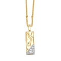 Collier avec pendentif bicolore or et argent, texture irrégulière et détails en zircons - Lettre I