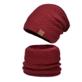 Set invernale bordeaux con berretto e scaldacollo in maglia e calda fodera in pile - Borgogna