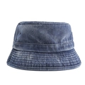 Classic washed denim bucket hat in deep blue finish with distressed vintage style - Medium Denim