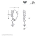 Dimensiones detalladas de pendientes de plata S925 con circonitas 5A brillantes - Plata 925 / Plata 925 chapada en oro blanco