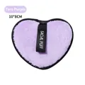 Piumino da cipria a cuore color viola taro in microfibra, misura 10x8cm - Viola taro