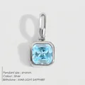 Hellblauer Saphir Edelstahl Quadrat Anhänger für DIY Schmuckherstellung - März Hellblau-Silber