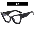 Cat eye fashion sunglasses with thick black frame and clear lenses model C7 - Glossy Black Clear Lens