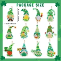 12-Piece St. Patrick's Day DIY 5D diamond painting gnome keychains with green shamrock art - YS-3 St. Patrick's Day Gnomes (12Pcs)