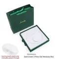 Dark green jewelry box set with silk bow and matching paper bag, size 19x19x4cm - Side Bow 3-Piece Set/19x19x4cm / Dark Green