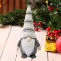 Christmas gnome plush in gray and white knit hat with silver stripes for holiday decor - Grey Striped Hat Boy Gnome