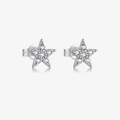 Minimalistische S925 Sterling Silber Stern Ohrstecker mit funkelndem Zirkonia - 925er Silber / Silber Weißer Strass