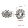 Silver flower beads with micro-paved zircons and 4.8mm hole for DIY jewelry making - Five-pointed Star / Platinum Star Spacer