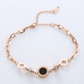 Bracciale in acciaio inossidabile oro rosa con numeri romani e cristalli pavé - Oro rosa