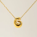 Golden bubble letter G pendant necklace in polished titanium steel for women - Gold - Letter G