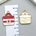 Red cross first aid kit pendant set in gold and white finish for jewelry making - Red Medical Box