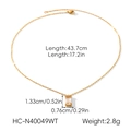 Detailed view of 18K gold plated necklace with dimensions and weight measurements - Rectangle Zirconia Style (HC-N40049WT)