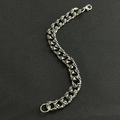 Detail of silver skull chain link bracelet with lobster clasp on dark background - No.4 Skull 21cm