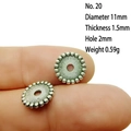 Detailed size view of silver alloy spacer bead measuring 11mm with dotted edge pattern - 20# (Dia 11mm Thick 1.5mm)