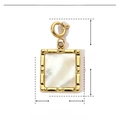 Macrobeeld van schelphanger met afmetingen van 22 mm hoogte en 12 mm breedte in detail - Luxe Gouden Rand Vierkante Stijl YF217
