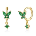 925 silver butterfly earrings in gold finish with elegant green crystal inlay - Green Zircon Style / Gold-Green Rhinestone