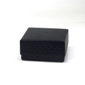 Square black faux leather jewelry box with quilted texture and lid for men's bracelets - Black Rhombic Bracelet Box