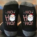 Christmas socks in black and grey with Santa Claus print and HO HO HO text - One Size / Santa Claus Grey Black