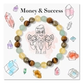 Detail of 8mm amethyst and tiger eye gemstone yoga bracelet on a money and success card - Money and Success Style 1 (Money Success-1)