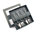 Silver shovel-shaped stainless steel spoon and fork set in a green gift box - Original Silver 4Pcs Set - Green Box