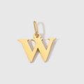 Polished gold initial W pendant charm for necklace with minimalist metal finish - Lowercase w - 14K Gold