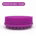 Purple silicone scalp massage brush with dual-layer pointed bristles for deep cleaning - Pointed Head Handheld Style / Fuschia