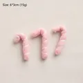 Set of 3 pink wool felt candy cane Christmas decorations with white stripe details - No.5 Pack of 3-Pink Candy Cane