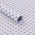 Roll of white tissue paper with elegant gold polka dots for premium floral gift wrapping - White with Gold Dots