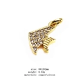 Golden fish-shaped pendant crafted from copper and zircon with sparkling micro-insets - Abstract Fish Tail (12)