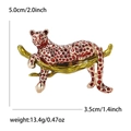 Enamel leopard brooch with tree branch design in red and black spotted finish - Red