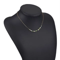 Bohemian gold chain necklace with green turquoise beads and white pearls on neck model - Green Series Beads with Pearl