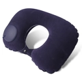 Portable dark purple inflatable U-shaped travel neck pillow with soft flocked surface - Flocking/Velvet / Neck Pillow / Dark Blue