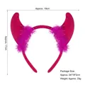 Rose red devil horn headband with soft feathers for Halloween costume accessories - Felt Rose Red Horns with Feather