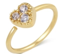 Anello al naso a forma di cuore placcato oro 18K con tre zirconi cubici trasparenti - Stile 8 / Oro