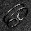 Three-piece titanium steel minimalist ring set with polished black double-layer open design - H-Style Open Ring / Black