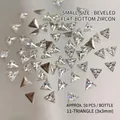 Sparkling triangle flatback zircon 3x3mm clear white nail art gems in a bottle - 3x3mm Triangle Flatback Zircon