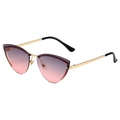 Frameless cat-eye sunglasses with purple gradient lenses and gold metal temples - Gold Frame Gradient Grey Pink