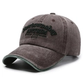 Distressed dark brown washed cotton baseball cap with green Newtownabbey embroidery - Adjustable / Coffee