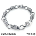 Bracelet chaîne à maillons tête de loup en acier inoxydable argenté 220x12mm - Argent Vintage (KB204389-KJX)