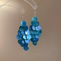 Vintage blue shell circular drop earrings with golden hooks for a unique elegant look - 32# Lake Blue Shell Round Tassel Ear Hook