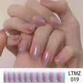 Pink and blue gradient glossy nail polish wrap stickers set LTMZ 019 for women - MZ-019 Pink Blue Gradient