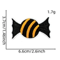 Halloween candy embroidered patch in black and yellow stripes with white borders 6.6cm - 21# Yellow Striped Candy