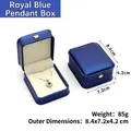 Boîte à pendentif en cuir PU bleu roi avec couronne dorée et doublure en velours - Boîte à Pendentif / Bleu