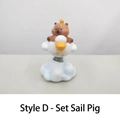 Cute Capybara riding a white duck bicycle handlebar ornament on blue cloud base - 3055 Sailing Capybara