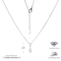 Dettaglio della collana in argento S925 con triplo ciondolo in zircone 5A e marchio S925 - Argento 925 placcato oro bianco