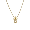 18k gold plated snake chain necklace with sparkling zircon pavé crisscross X pendant - Taurus