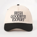Retro Irish Goodbye Expert embroidered baseball cap in cream and black contrast color - Cream/Black