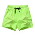 Quick-dry neon green athletic shorts with elastic drawstring waist and side slits - S / Bottoms / Fluorescent Green