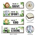 Set di 4 targhe in legno con animali e frasi motivazionali per cameretta bimbi - Set di Quattro Ispirazioni Animali (Y26Y90116_Q)