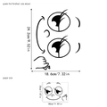 Tabella dimensionale dettagliata per adesivi WC con misure finali di 24,2x18,6 cm circa - DD23142-Faccia Sorridente con Cuore di Dita